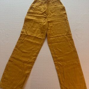 Zara Linen High-Waisted Women's Mustard Pants